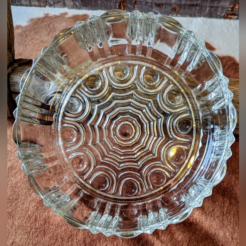 Vintage Collectible Clear Crystal Cut Glass Candy Bowl